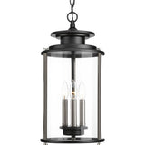 Progress Lighting Squire 3-Light Black Traditional Clear Glass Lantern Mini Indoor/Outdoor Hanging Pendant Light