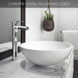 JACUZZI 16.5 in. Solid Surface Vessel Bathroom Sink Bowl in White Gloss with Vessel Filler Faucet and Pop Drain Included
