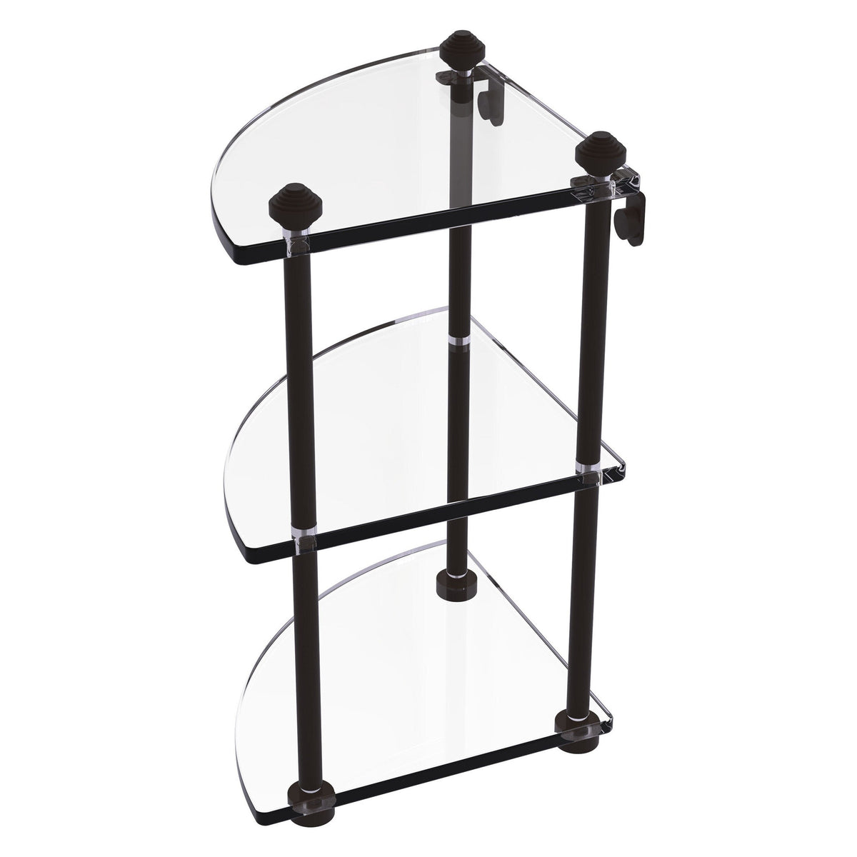 Allied Brass Southbeach Oil-Rubbed Bronze 3-Tier Brass Wall Mount Corner Bathroom Shelf, 8 in x 15 in x 8 in