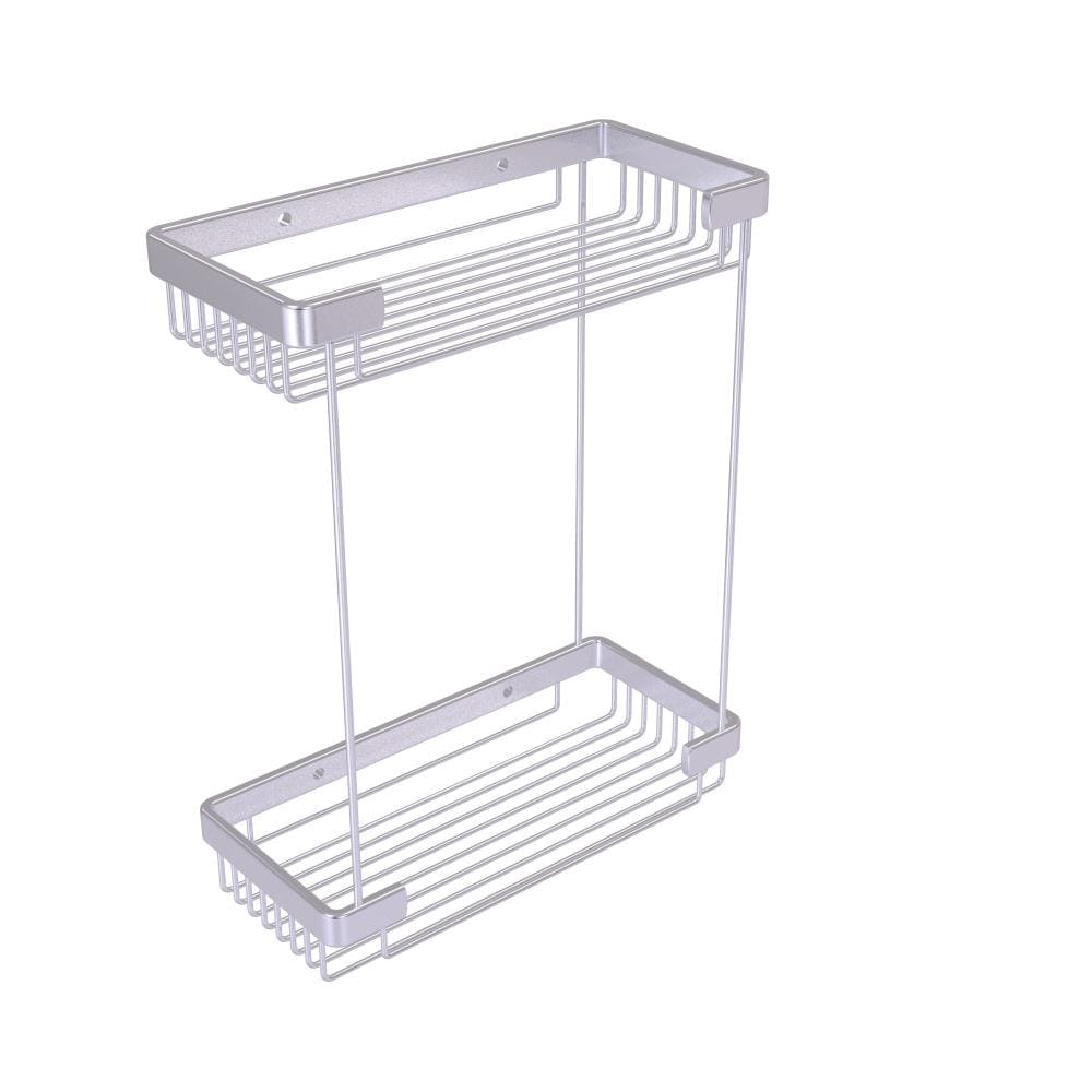 Allied Brass Double Tier Rectangular Toiletry Shower Basket in Satin Chrome