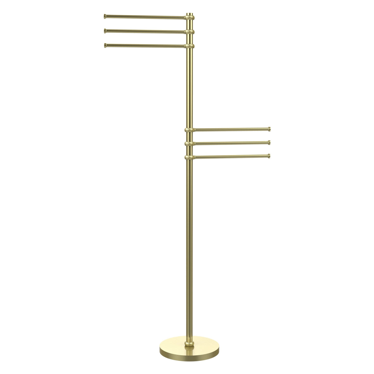 Allied Brass Satin Brass Freestanding Towel Rack, 49-in Height, 6 Swivel Bars