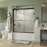 Everly 60 in. x 58-1/8 in. Traditional Semi-Frameless Sliding Bathtub Door in Bronze and 1/4 in. (6mm) Rain Glass - Super Arbor