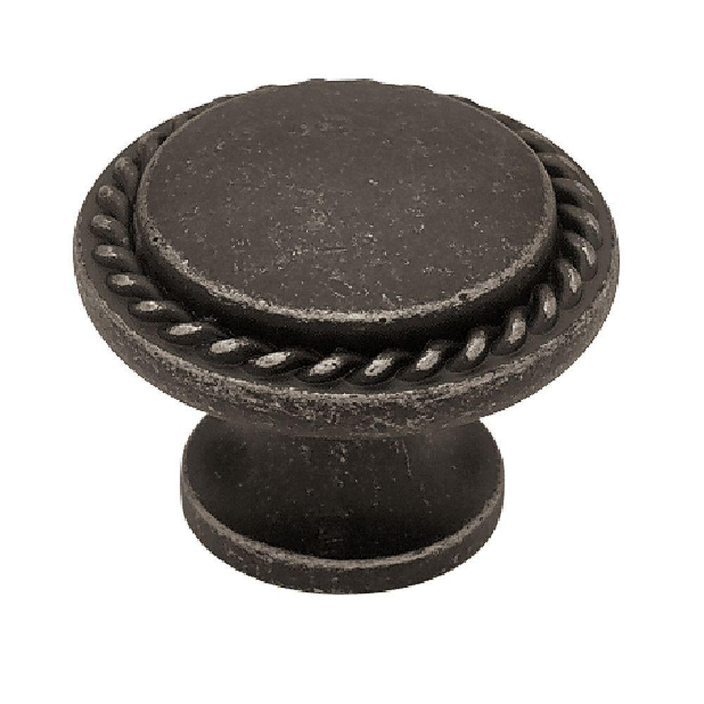 Contempo 1-1/8 in. (28mm) Satin Nickel Rope Edge Round Cabinet Knob - Super Arbor