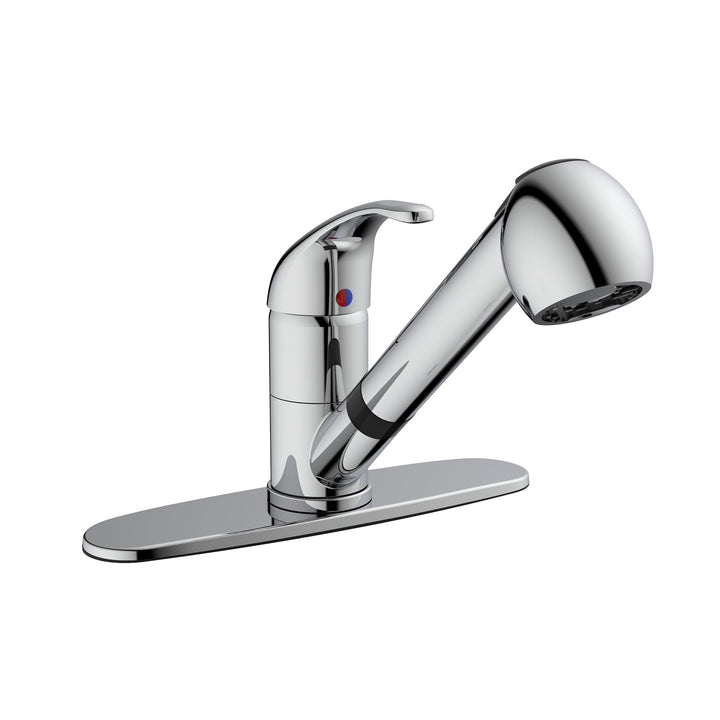 Keeney Polished Chrome 1-Handle Deck-Mount Pull-Out Kitchen Faucet with Deck Plate