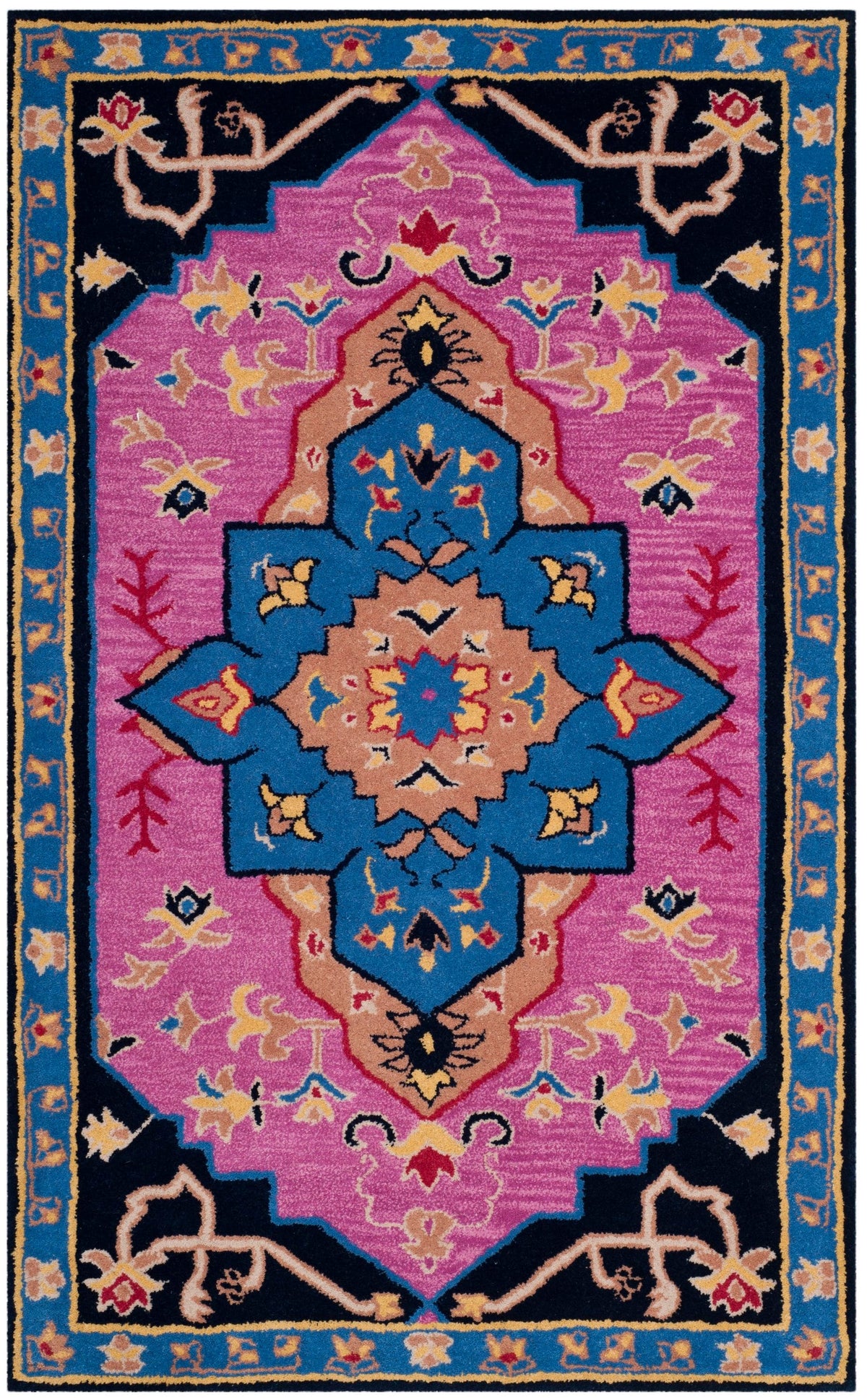 Safavieh Bellagio Palma 3 x 5 Pink/Multi Indoor Floral/Botanical Farmhouse/Cottage Throw Rug