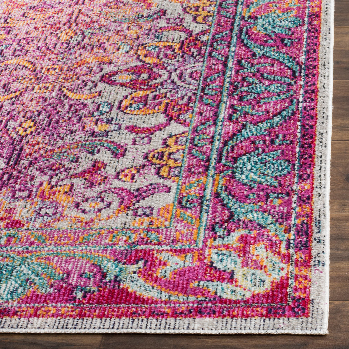 Safavieh Crystal Tristan 5 x 8 Light Blue/Fuchsia Indoor Floral/Botanical Oriental Area Rug