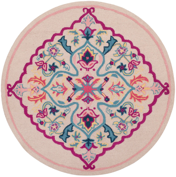 Safavieh Bellagio Nijar 5 x 5 Light Pink/Multi Round Indoor Floral/Botanical Global Handcrafted Area Rug