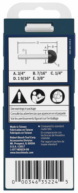 Bosch 3/4-in Carbide-Tipped Core Box Router Bit, 1/4-in Shank