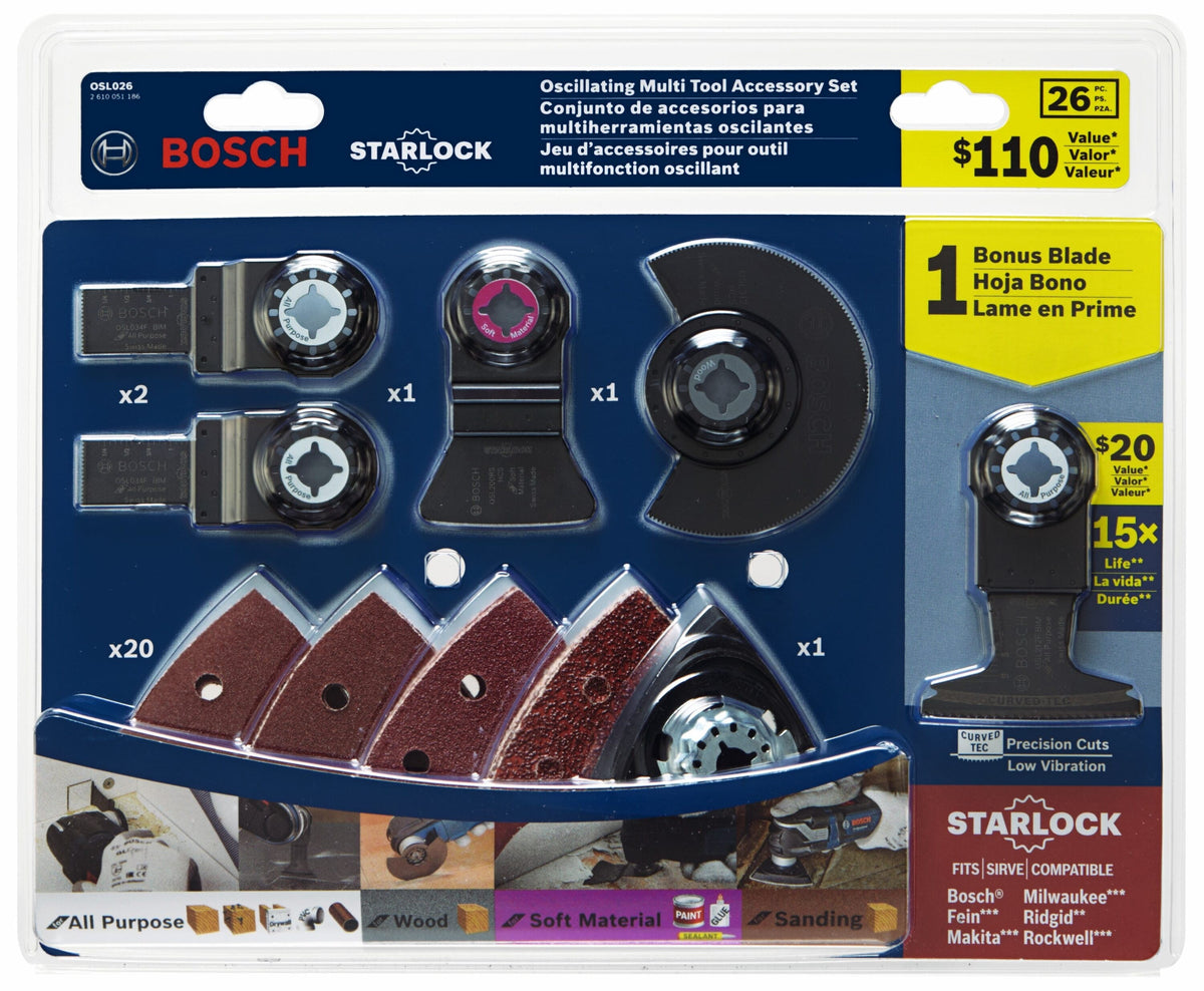 Bosch Starlock 26-Piece Oscillating Multi-Tool Accessory Set (OSL026)