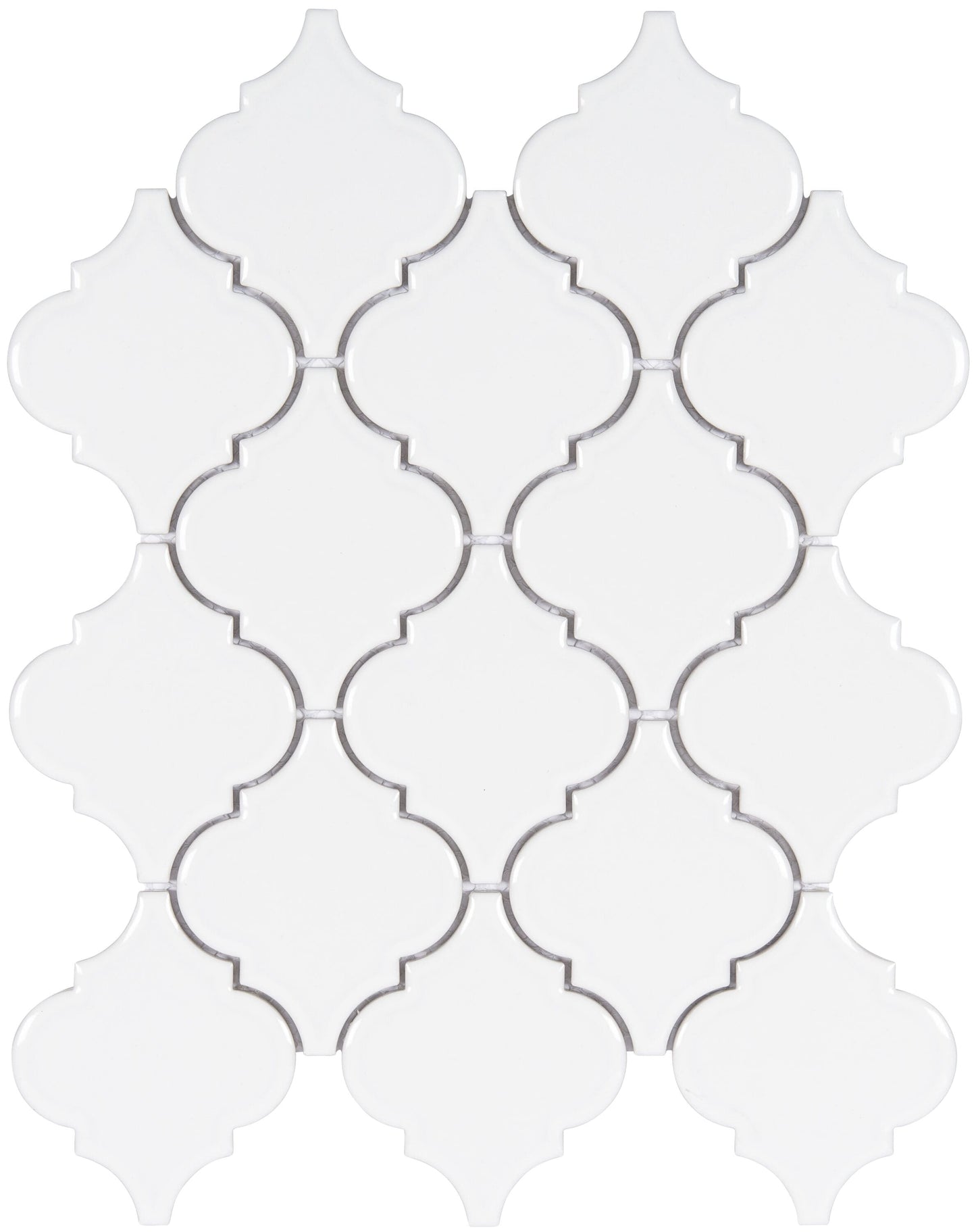 Satori Hudson Brilliant White 11-in x 13-in Glossy Porcelain Arabesque Mosaic Wall Tile (0.98-sq. ft/ Piece)