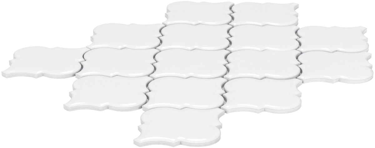 Satori Hudson Brilliant White 11-in x 13-in Glossy Porcelain Arabesque Mosaic Wall Tile (0.98-sq. ft/ Piece)