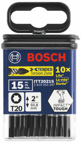 Bosch Impact Tough 15-Piece 2-in T20 Torx Alloy Steel Hex Shank Screwdriver Bit