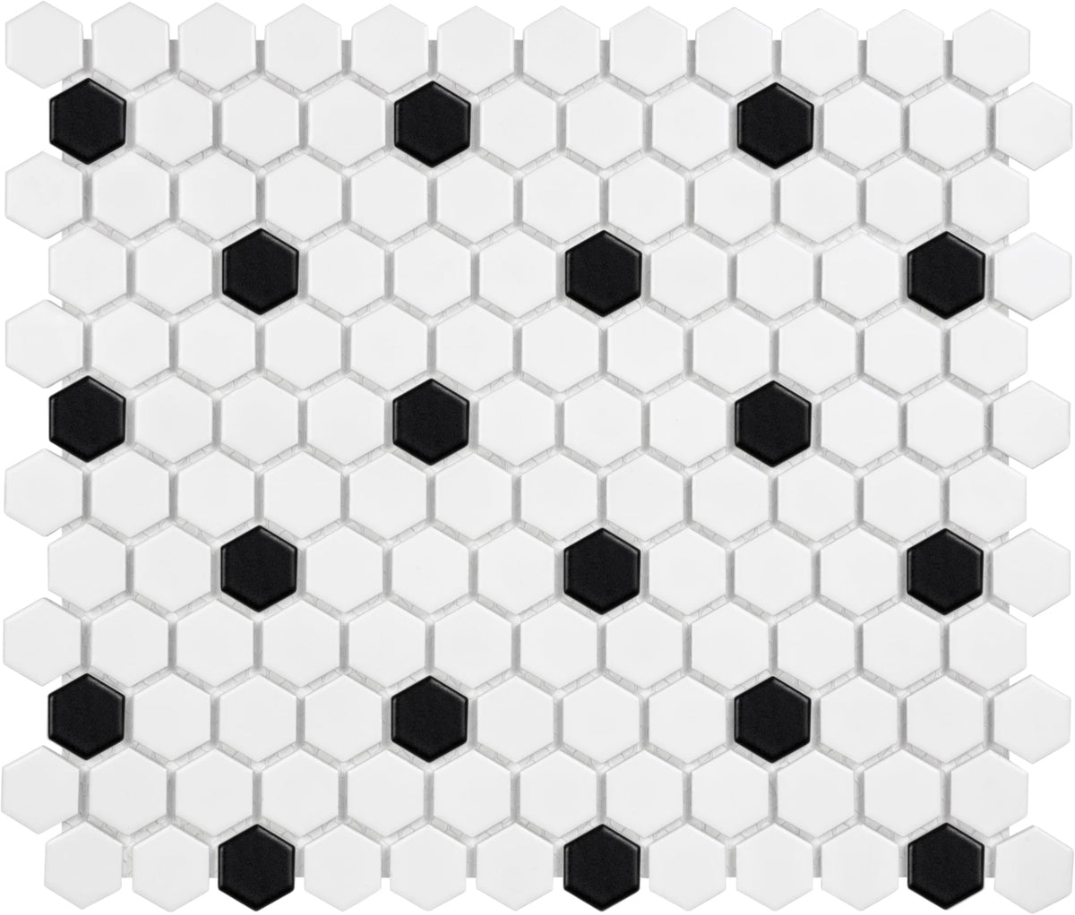 Satori Hudson Brilliant White and Black 10-in x 12-in Matte Porcelain Hexagon Mosaic Wall Tile (0.82-sq. ft/ Piece)