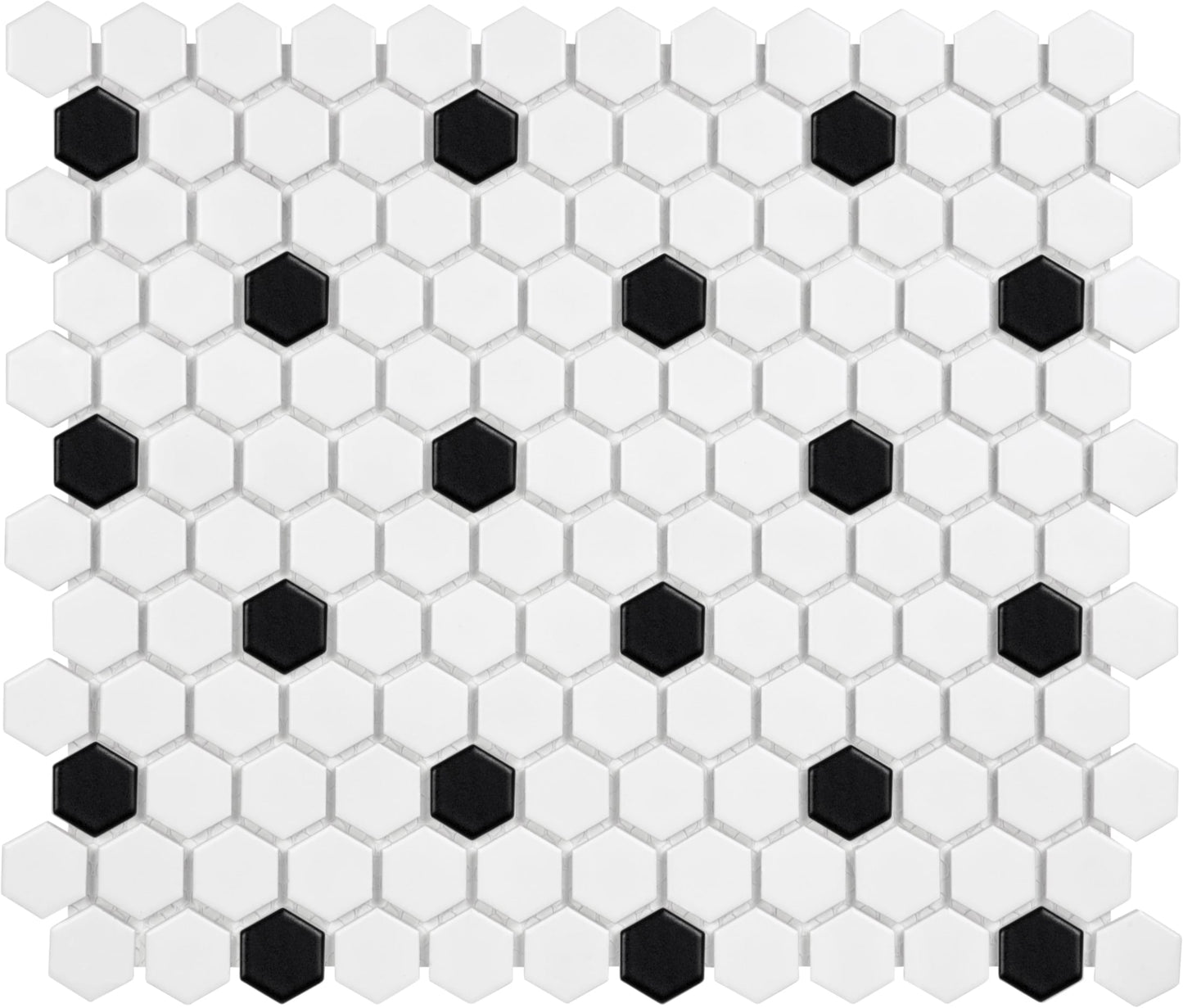 Satori Hudson Brilliant White and Black 10-in x 12-in Matte Porcelain Hexagon Mosaic Wall Tile (0.82-sq. ft/ Piece)