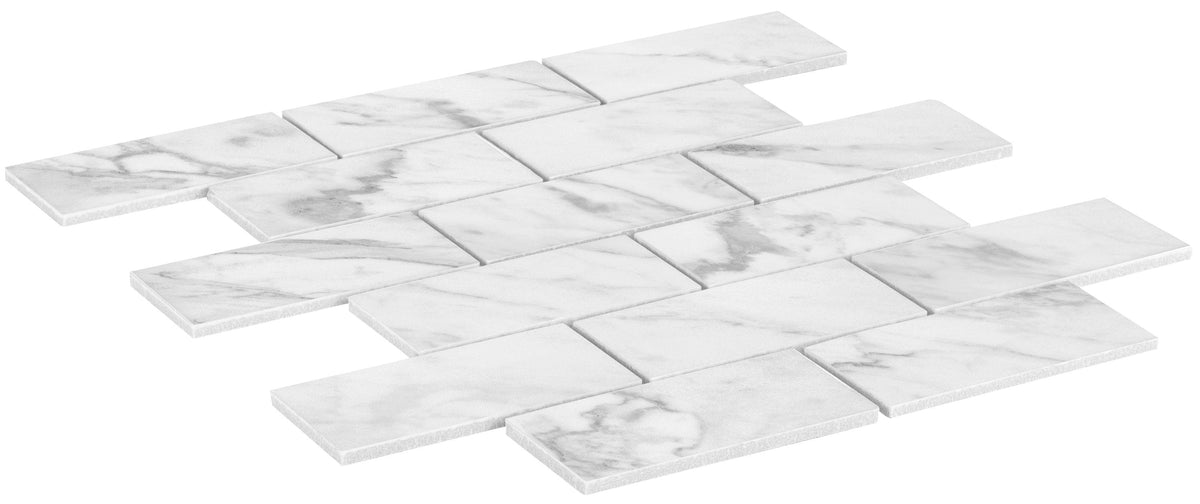 Satori Regent Carrara 10-in x 11-in Matte Porcelain Marble Look Mosaic Floor and Wall Tile (0.75-sq. ft/ Piece)