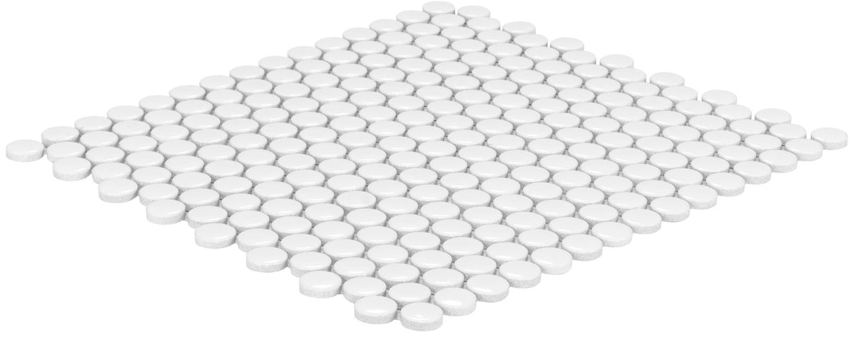 Satori Hudson Brilliant White 12-in x 12-in Glossy Porcelain Mosaic Wall Tile (0.9-sq. ft/ Piece)