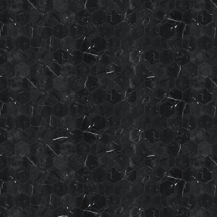 Satori Nero 12-in x 12-in Polished Natural Stone Marble Look Hexagon Mosaic Wall Tile (0.96-sq. ft/ Piece)