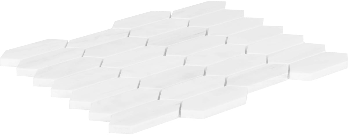 Satori Bianco Dolomite Picket 10-in x 13-in Polished Natural Stone Marble Look Arabesque Mosaic Wall Tile (0.96-sq. ft/ Piece)