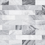 Satori Storm Polished 12-in x 12-in Natural Marble Brick Mosaic Wall Tile, Polished Finish (0.97-sq ft per piece)