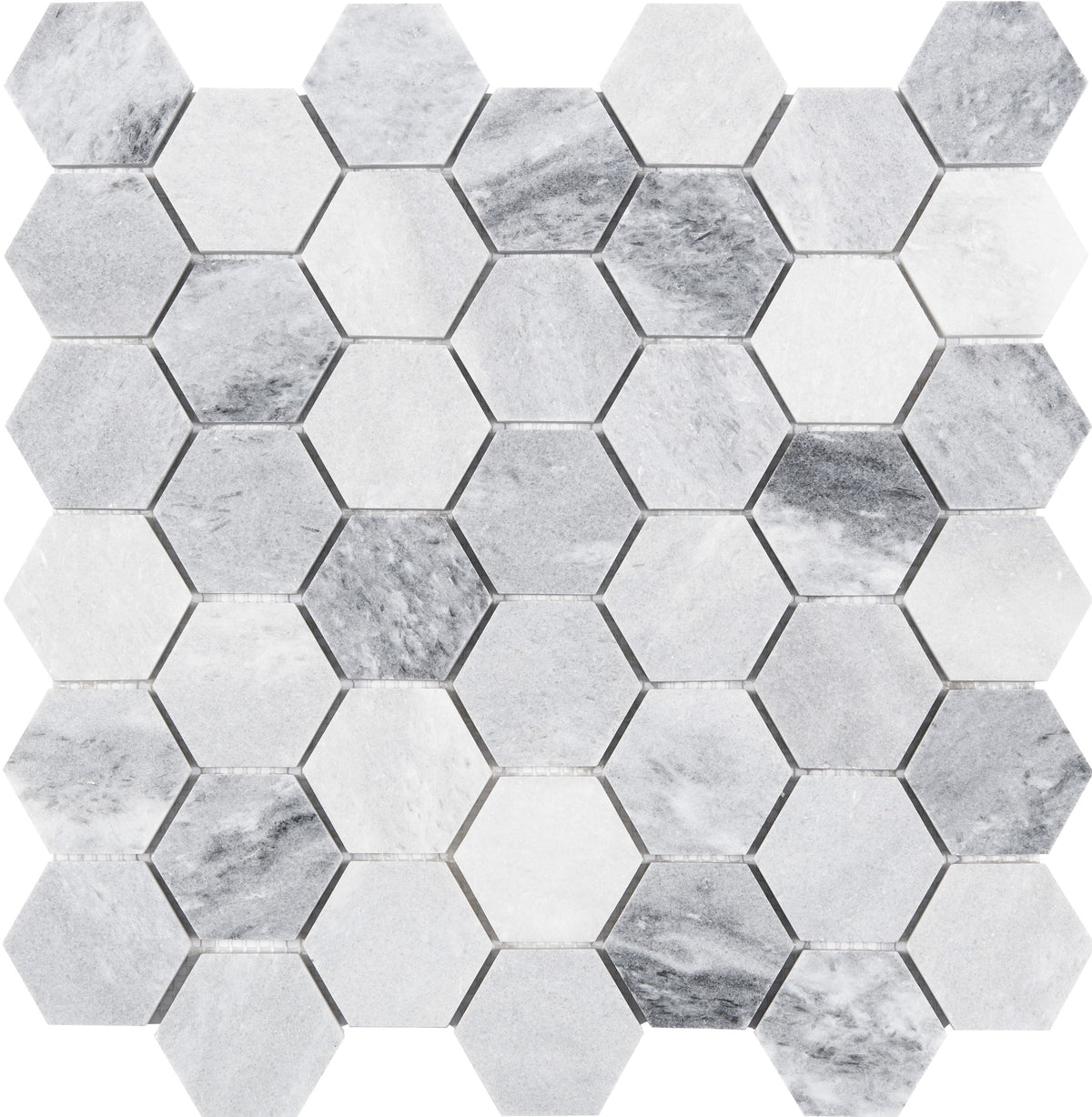 Satori Storm Polished 12-in x 12-in Natural Marble Hexagon Mosaic Wall & Floor Tile (0.96-sq ft Sheet)