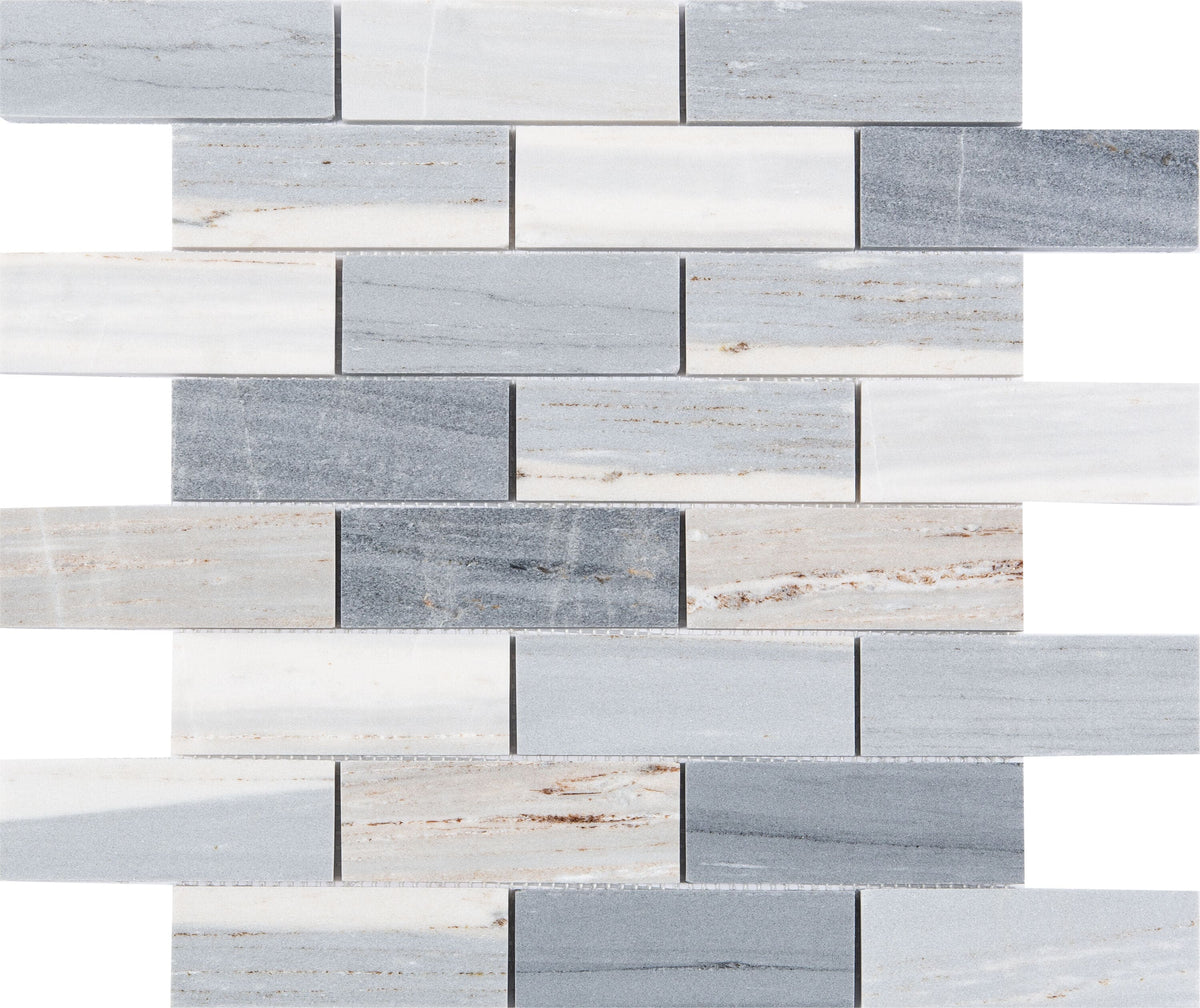 Satori Palissandro 12-in x 12-in Polished Natural Marble Brick Mosaic Wall Tile, Marble Look (0.97 sq ft per Piece)