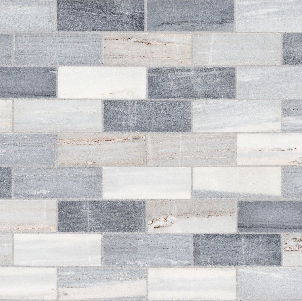 Satori Palissandro 12-in x 12-in Polished Natural Marble Brick Mosaic Wall Tile, Marble Look (0.97 sq ft per Piece)