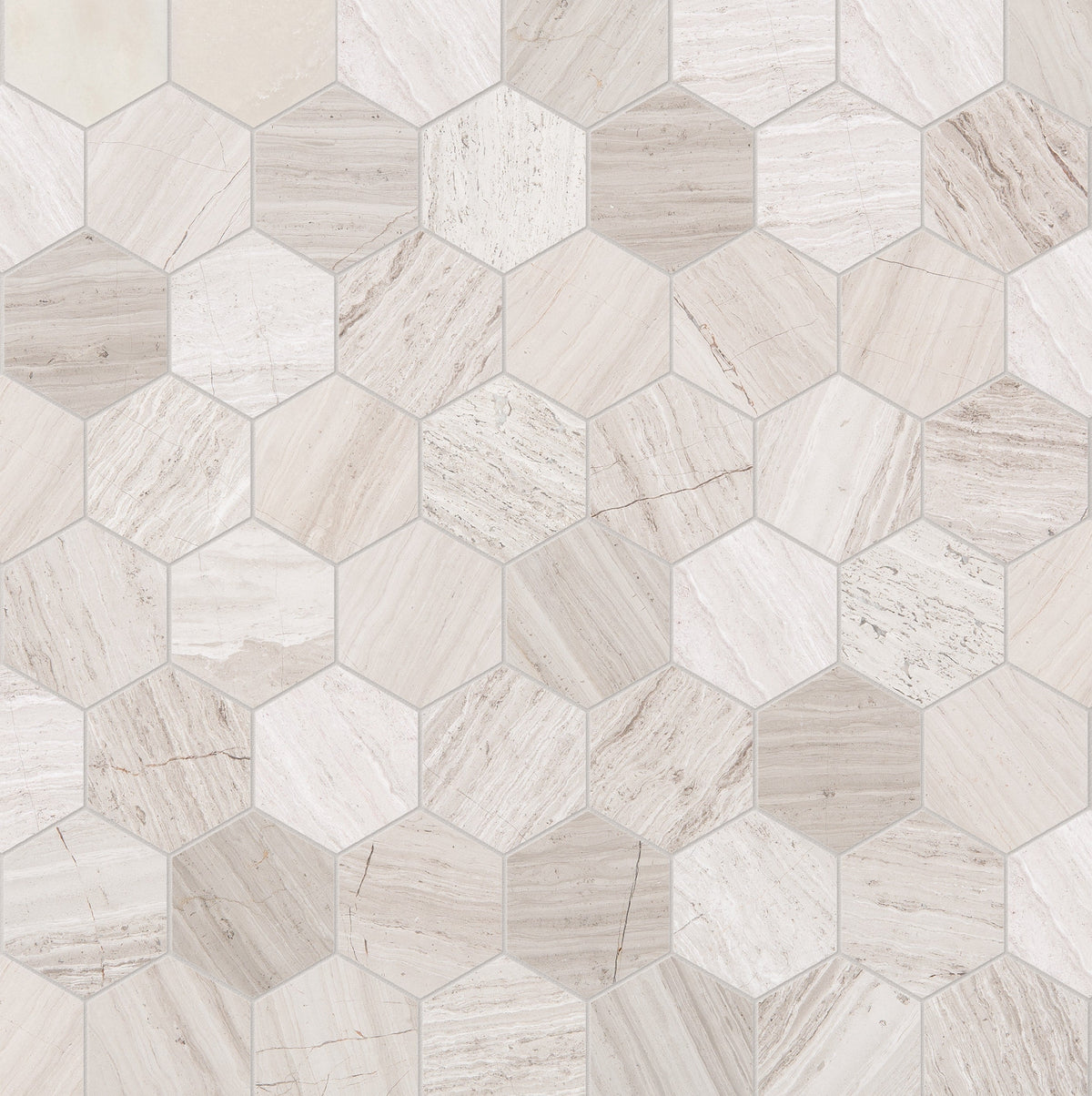 Satori Mystery 12-in x 12-in Polished Natural Stone Look Hexagon Mosaic Floor and Wall Tile (0.96-sq. ft/ Piece)