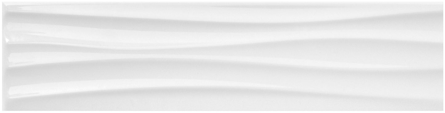 Satori Hudson Brilliant White Motion 4-in x 16-in Glossy Ceramic Wall Tile (0.43-sq. ft/ Piece)