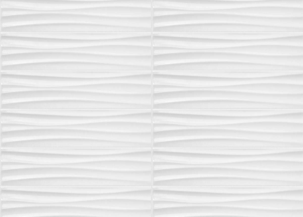 Satori Hudson Brilliant White Motion 4-in x 16-in Glossy Ceramic Wall Tile (0.43-sq. ft/ Piece)