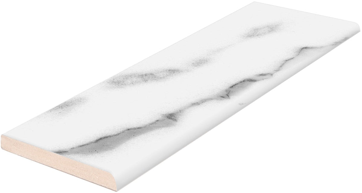 Satori Regent Statuario Glossy Bullnose 2-in x 8-in Glossy Ceramic Marble Look Wall Tile (0.1-sq ft per Piece)
