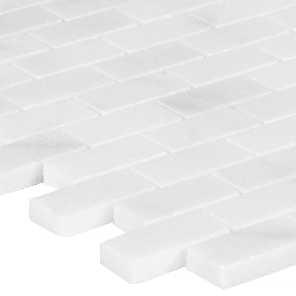 Satori Bianco 12-in x 12-in Polished Natural Stone Brick Look Mosaic Wall Tile (0.97-sq. ft/ Piece)