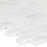 Satori Bianco 12-in x 12-in Polished Natural Stone Brick Look Mosaic Wall Tile (0.97-sq. ft/ Piece)