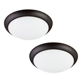 Project Source 2-Pack 13-in Bronze Integrated LED Flush Mount Ceiling Light, 1600 Lumens, 3000K, Dimmable