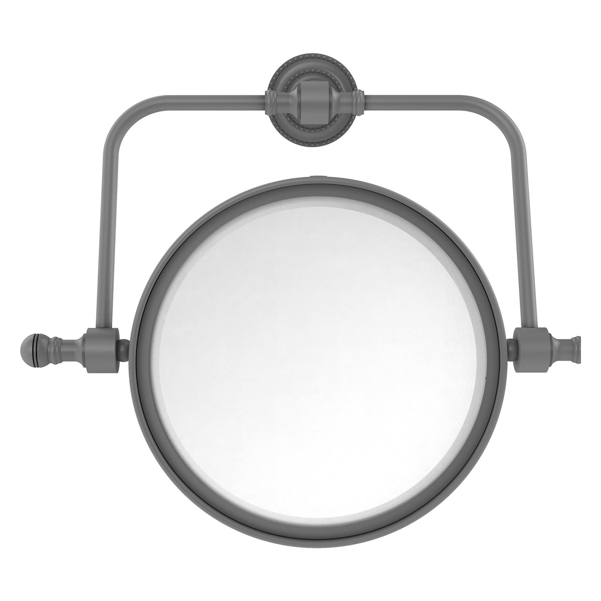 Allied Brass Retro Dot 7-in x 8-in Matte Gray Double-Sided Magnifying Wall-Mounted Vanity Mirror