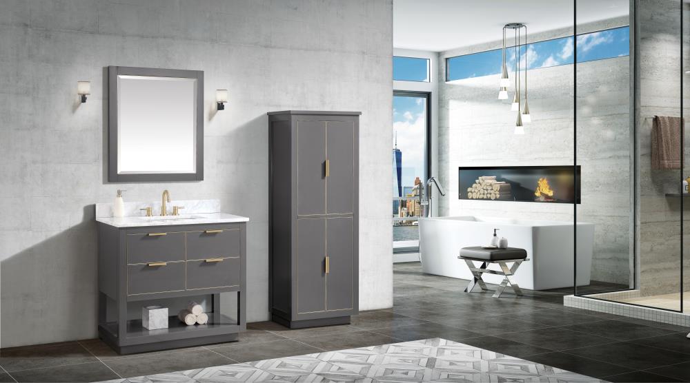 Avanity Allie/Austen 24-in x 65-in x 16-in Twilight Gray Wood Freestanding Linen Cabinet