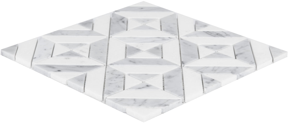Satori Venatino Parquet 12-in x 12-in Polished Natural Stone Marble Look Mosaic Floor and Wall Tile (0.95-sq. ft/ Piece)