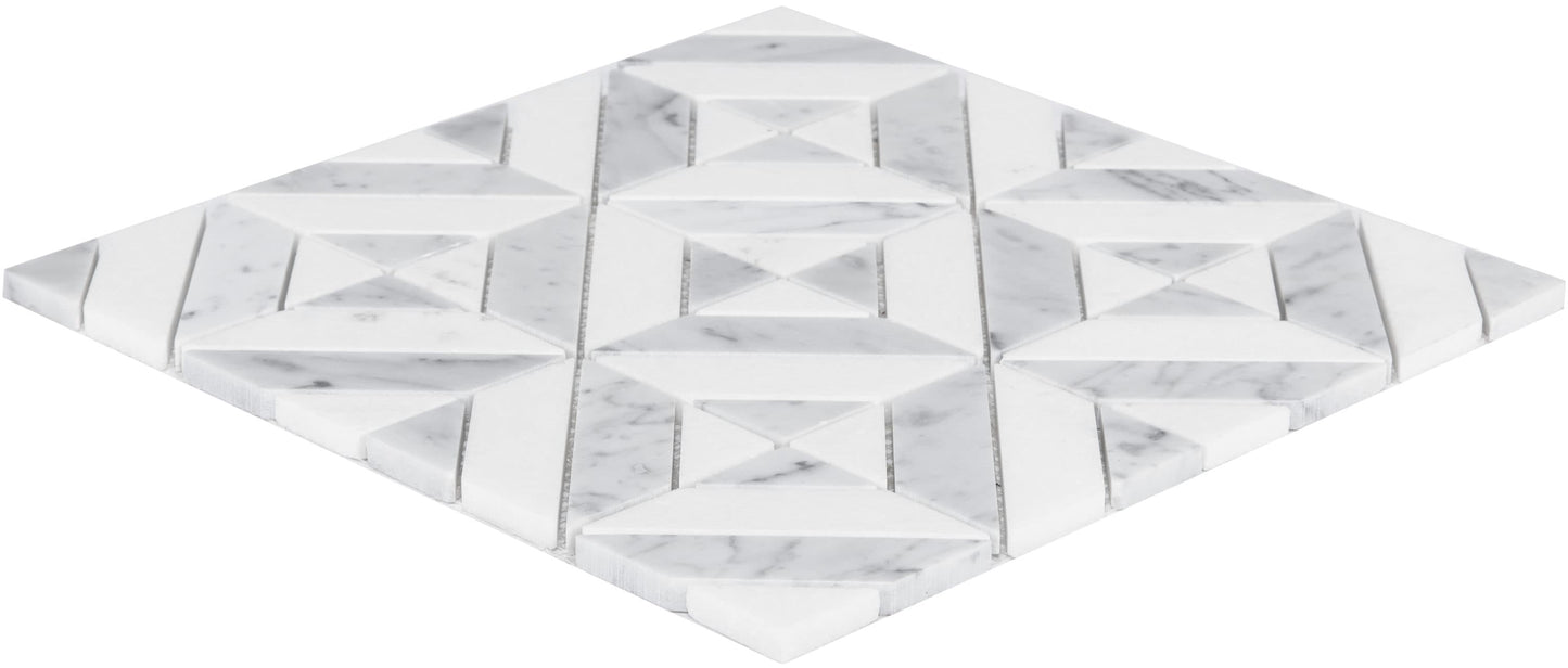 Satori Venatino Parquet 12-in x 12-in Polished Natural Stone Marble Look Mosaic Floor and Wall Tile (0.95-sq. ft/ Piece)