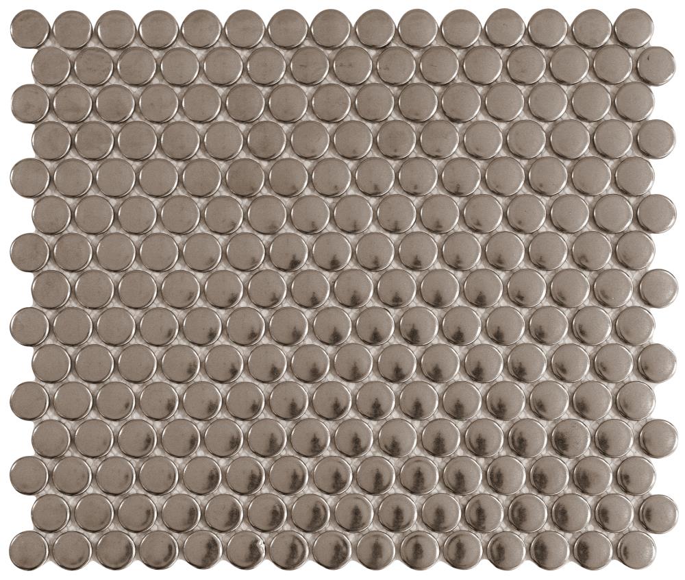 Satori Metallic 12-in x 12-in Metallic Porcelain Penny Round Mosaic Wall Tile
