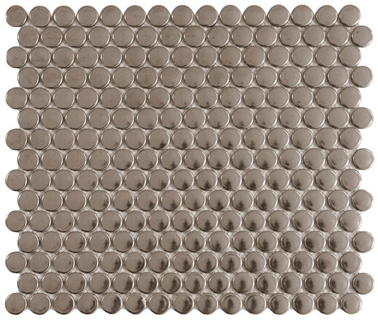 Satori Metallic 12-in x 12-in Metallic Porcelain Penny Round Mosaic Wall Tile