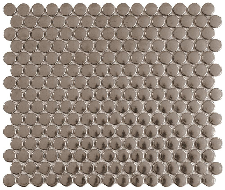 Satori Metallic 12-in x 12-in Metallic Porcelain Penny Round Mosaic Wall Tile