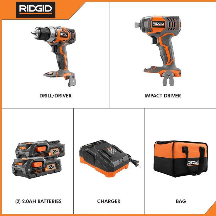 18-Volt Lithium-Ion Cordless Drill/Driver and Impact Driver 2-Tool Combo Kit with (2) 2.0 Ah Batteries, Charger, and Bag