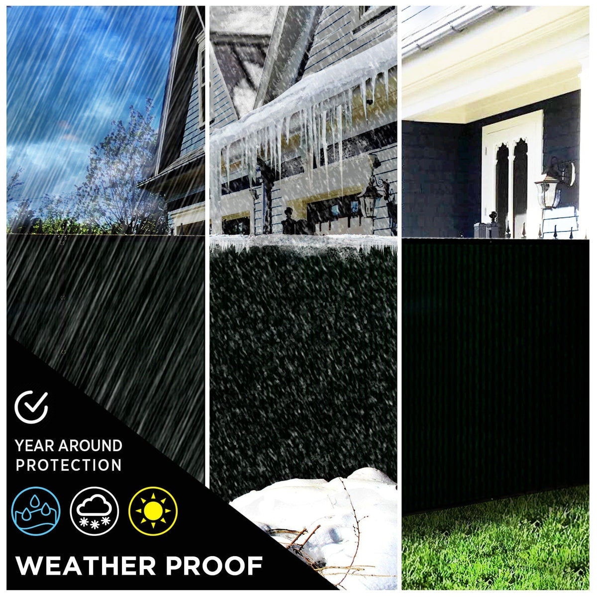 BOEN 6-ft H x 15-ft W Black Polyethelene Chain Link Fence Screen