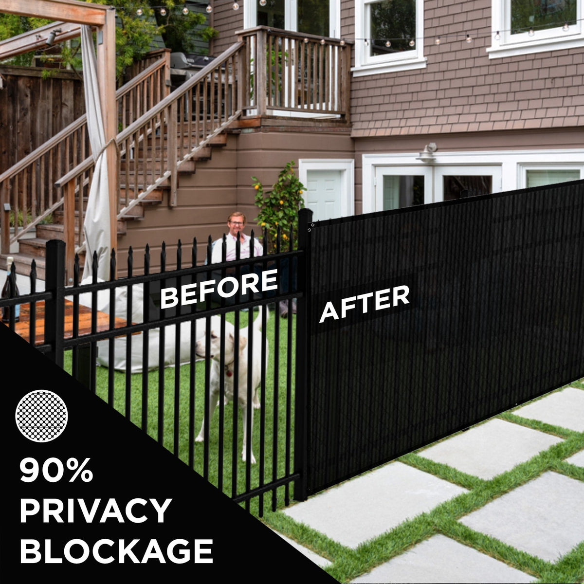 BOEN 6-ft H x 15-ft W Black Polyethelene Chain Link Fence Screen