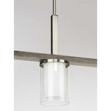 Progress Lighting Mast 4-Light Brushed Nickel Farmhouse Etched Glass Linear Large Hanging Kitchen Island Light