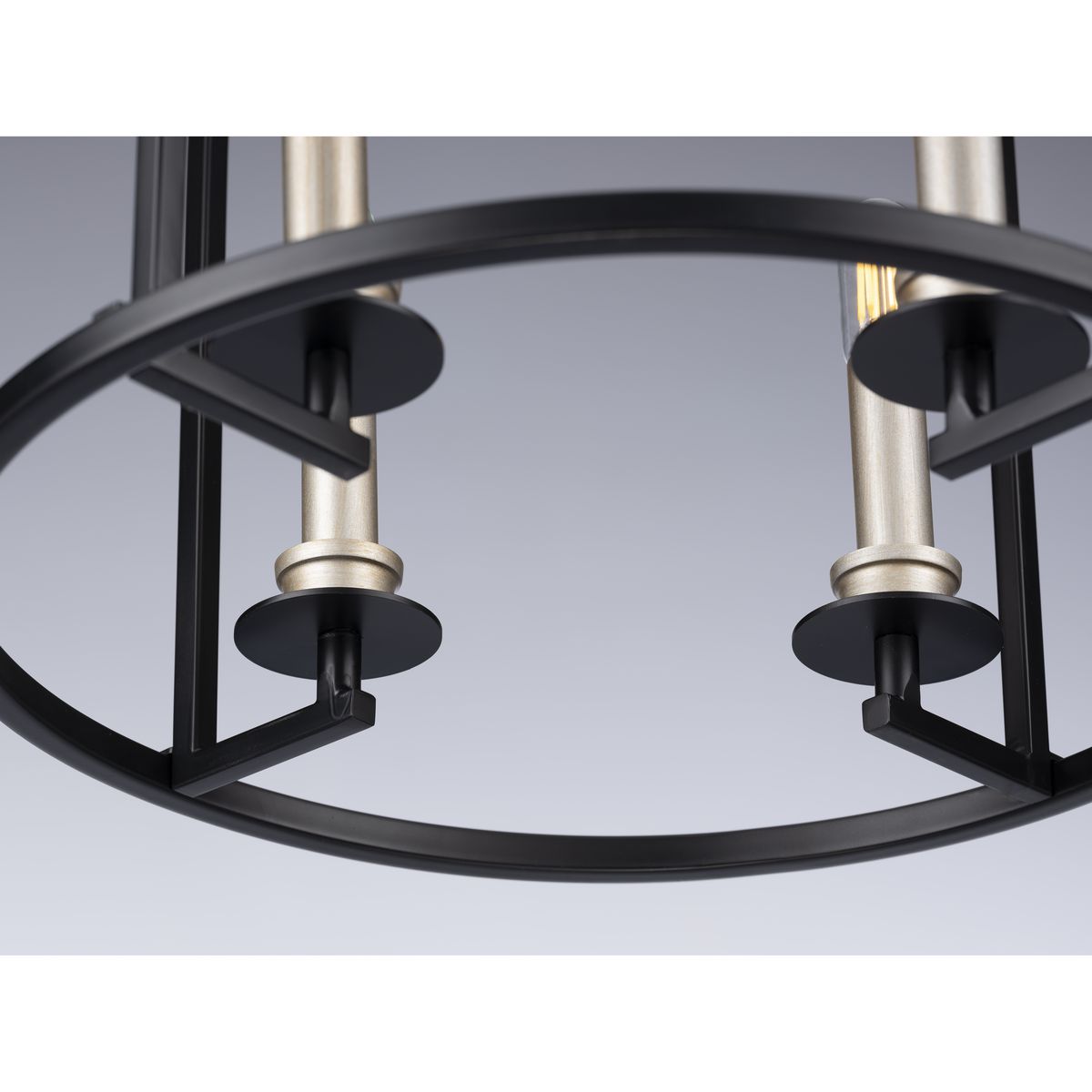 Progress Lighting Seneca 8-Light Matte Black Farmhouse Lantern Medium Hanging Pendant Light