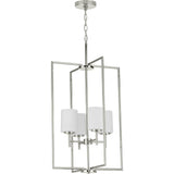 Progress Lighting Replay 4-Light Polished Nickel Modern/Contemporary Etched Glass Lantern Medium Hanging Pendant Light