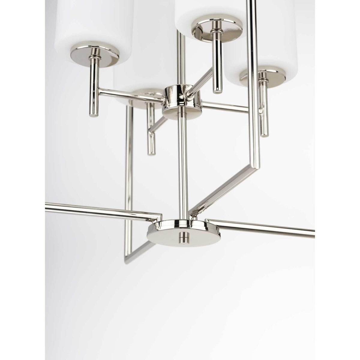 Progress Lighting Replay 4-Light Polished Nickel Modern/Contemporary Etched Glass Lantern Medium Hanging Pendant Light