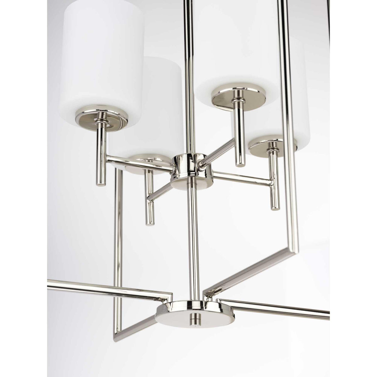 Progress Lighting Replay 4-Light Polished Nickel Modern/Contemporary Etched Glass Lantern Medium Hanging Pendant Light