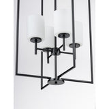 Progress Lighting Replay 4-Light Textured Black Modern/Contemporary Etched Glass Lantern Medium Hanging Pendant Light