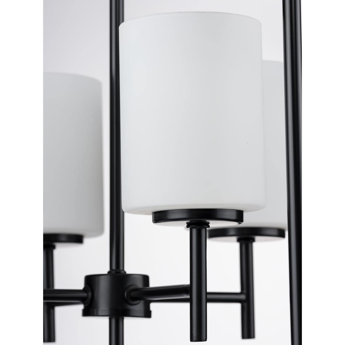Progress Lighting Replay 4-Light Textured Black Modern/Contemporary Etched Glass Lantern Medium Hanging Pendant Light